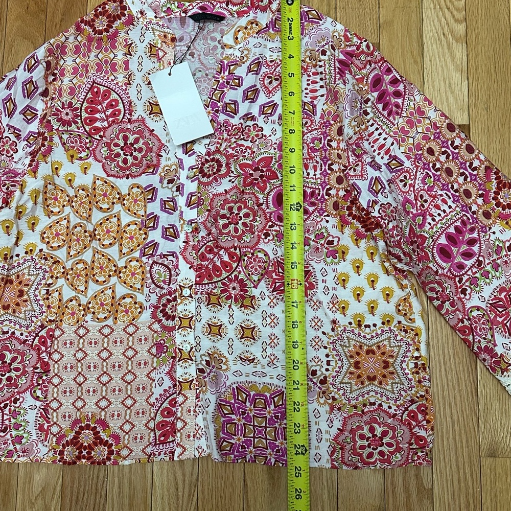 Zara Multicolor Patterned Button Down Shirt NWT - image 7